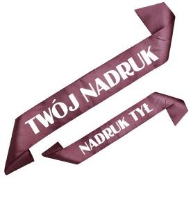 Szarfa  ciemny brudny róż z Twoim nadrukiem w kolorze białym - przód + tył