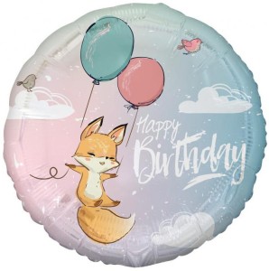 Balon foliowy Lisek (Happy Birthday), 45cm