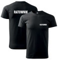 koszulka ratownik czarna z białym napisem