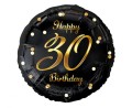 Balon foliowy 30 Birthday, czarny ze złotym nadrukiem, 45cm