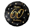 Balon foliowy 60 Birthday, czarny ze złotym nadrukiem, 45cm