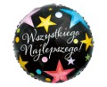 Balon foliowy Wszystkiego Najlepszego, kolorowe gwiazdki, 45cm