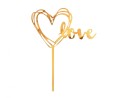 69324.jpgTopper akrylowy złoty serce Love na tort, 13 x 10 cm