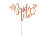 Topper papierowy różowe złoto Bride to be na tort, 22 x 15 cm