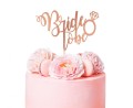 Topper papierowy różowe złoto Bride to be na tort, 22 x 15 cm
