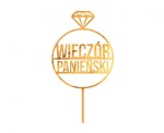 Topper akrylowy złoty Wieczór Panieński, 18 x 10 cm