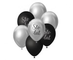 Balony lateksowe Sto Lat, czarno - srebrne , 7szt 30 cm
