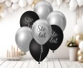 Balony lateksowe Sto Lat, czarno - srebrne , 7szt 30 cm