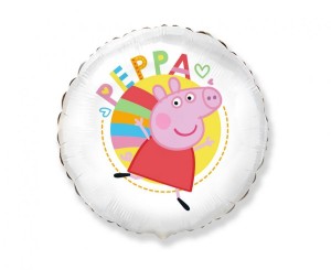 Balon foliowy 46cm - Świnka Peppa biały, pakowany