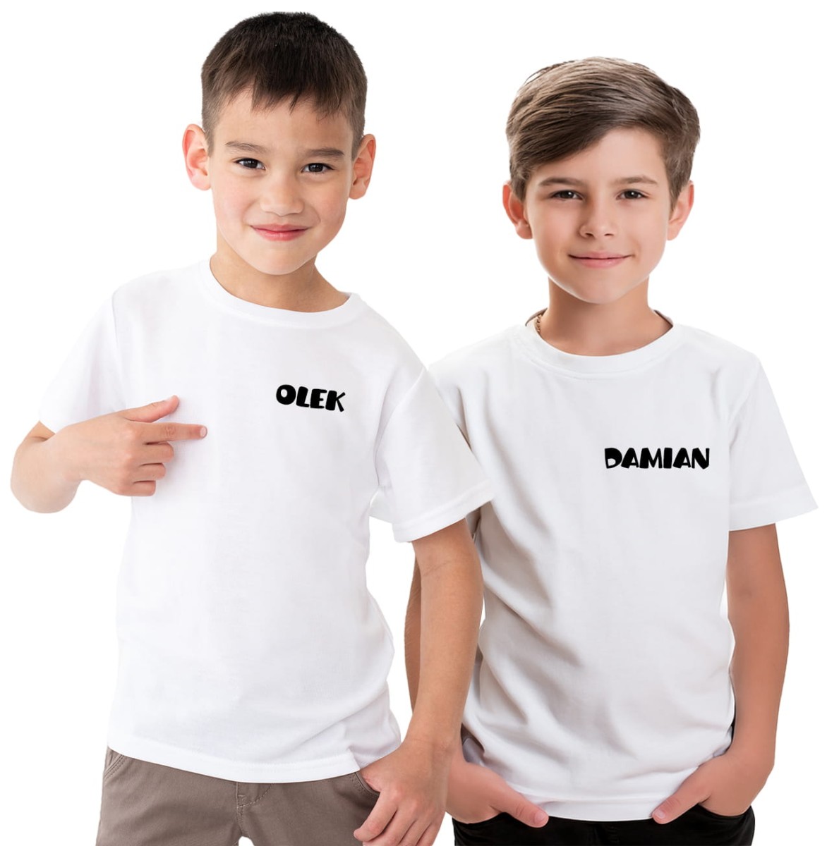 Dwie koszulki na WF z imieniem dziecka