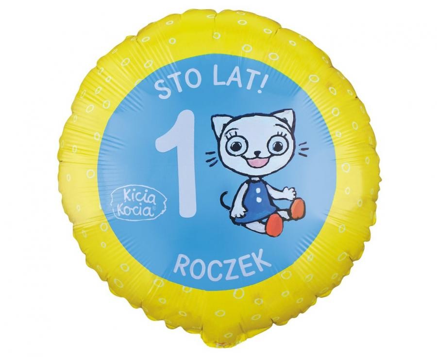 Balon foliowy 46cm - Kicia Kocia, roczek , pakowany