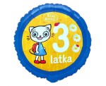 Balon foliowy 46cm - Kicia Kocia, na 3 urodziny , pakowany