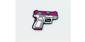 Różowo-biały pistolet - Zabawna Przypinka Pin