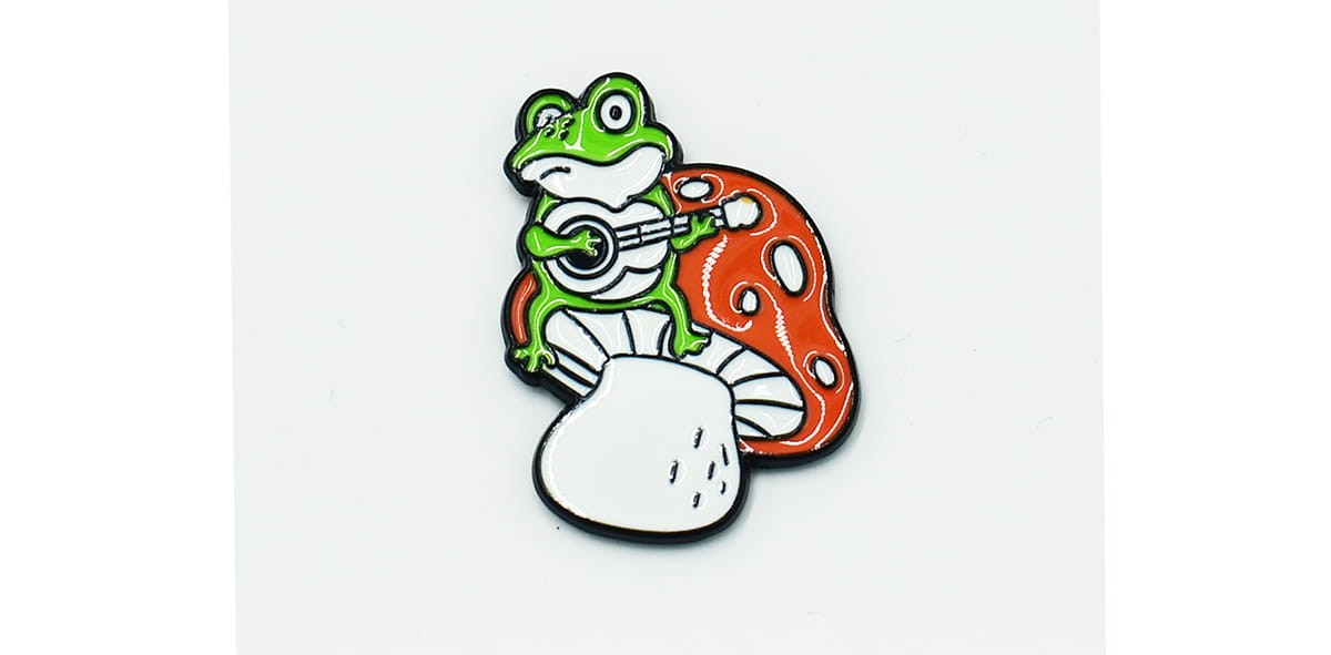 Żabka z gitarą i Muchomor - Zabawna Przypinka Pin