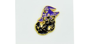 Kot w kapeluszu wiedźmy - Zabawna Przypinka Pin