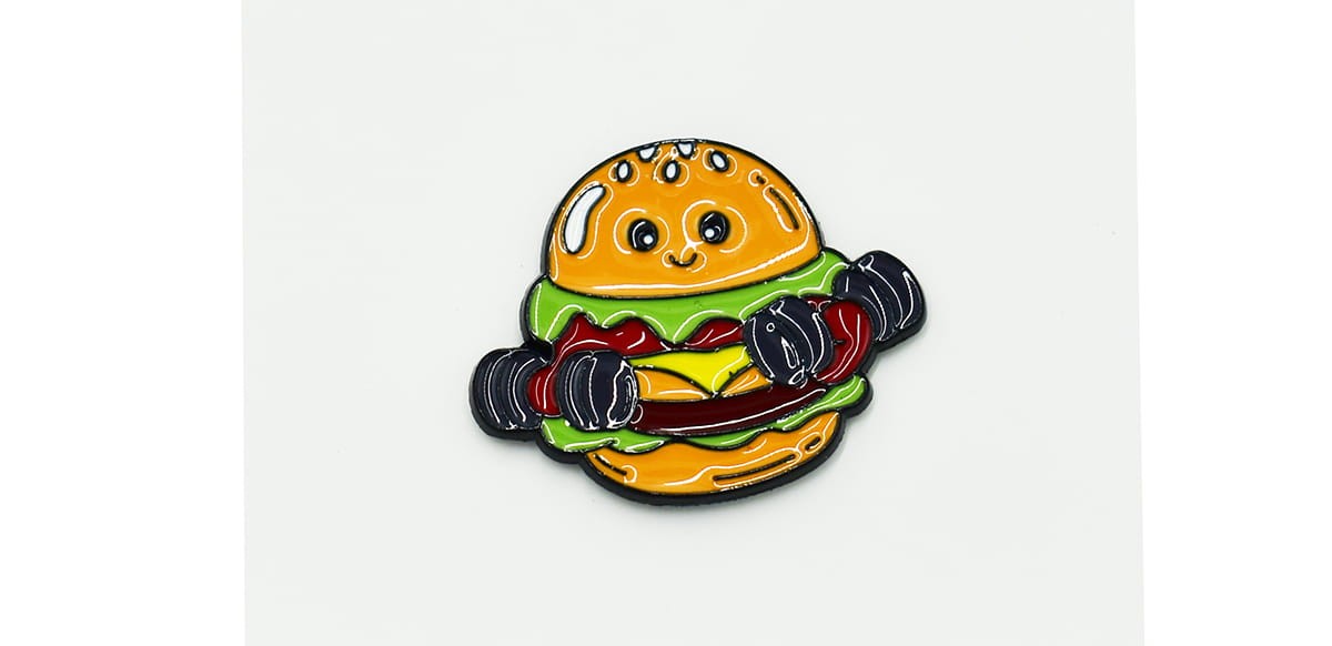 Hamburger z hantlami - Zabawna Przypinka Pin