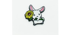 Królik ze słonecznikiem - Zabawna Przypinka Pin