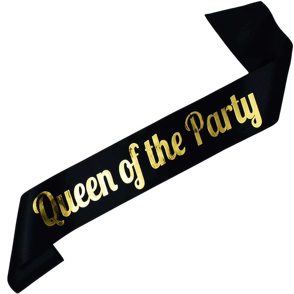 Queen of the Party - czarna szarfa ze złotym nadrukiem