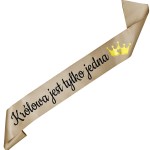 Królowa jest tylko jedna- staro-złota szarfa z czarnym nadrukiem