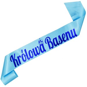 Królowa basenu - błękitna szarfa z niebieskim nadrukiem