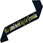 60-letni Król Życia + imię - czarna szarfa ze złotym nadrukiem