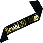Bosski 30-latek  - czarna szarfa ze złotym nadrukiem