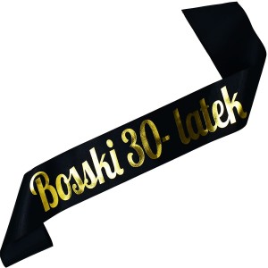 Bosski 30-latek  - czarna szarfa ze złotym nadrukiem