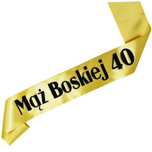 Mąż Boskiej 40 - złota szarfa z czarnym nadrukiem 