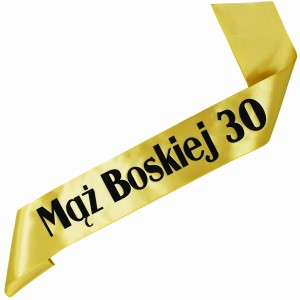 Mąż Boskiej 30 - złota szarfa z czarnym nadrukiem