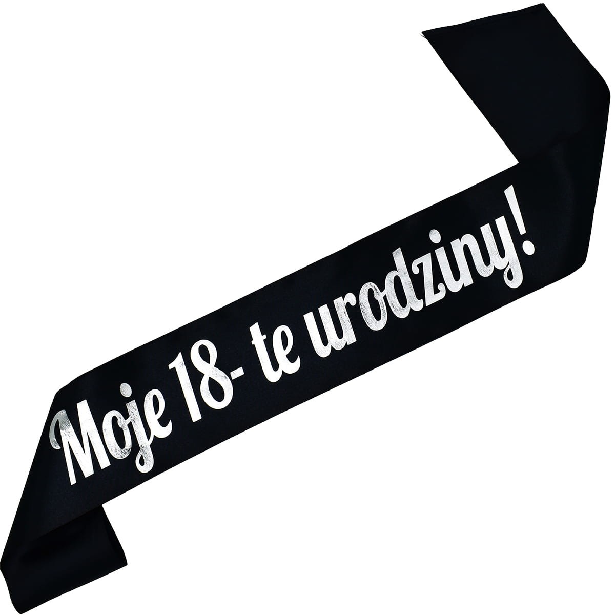 Moje 18-te urodziny! - czarna szarfa z białym nadrukiem