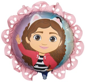 Balon foliowy pastylka z falbanką Koci Domek Gabi, 52x52 cm, mix