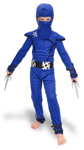 Strój Ninja, niebieski, rozmiar 116-128 cm