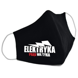 Maseczka ochronna z nadrukiem ELEKTRYKA PRĄD NIE TYKA