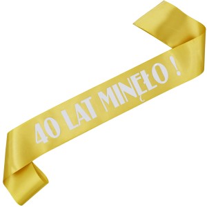 40 lat minęło! - złota szarfa z białym nadrukiem