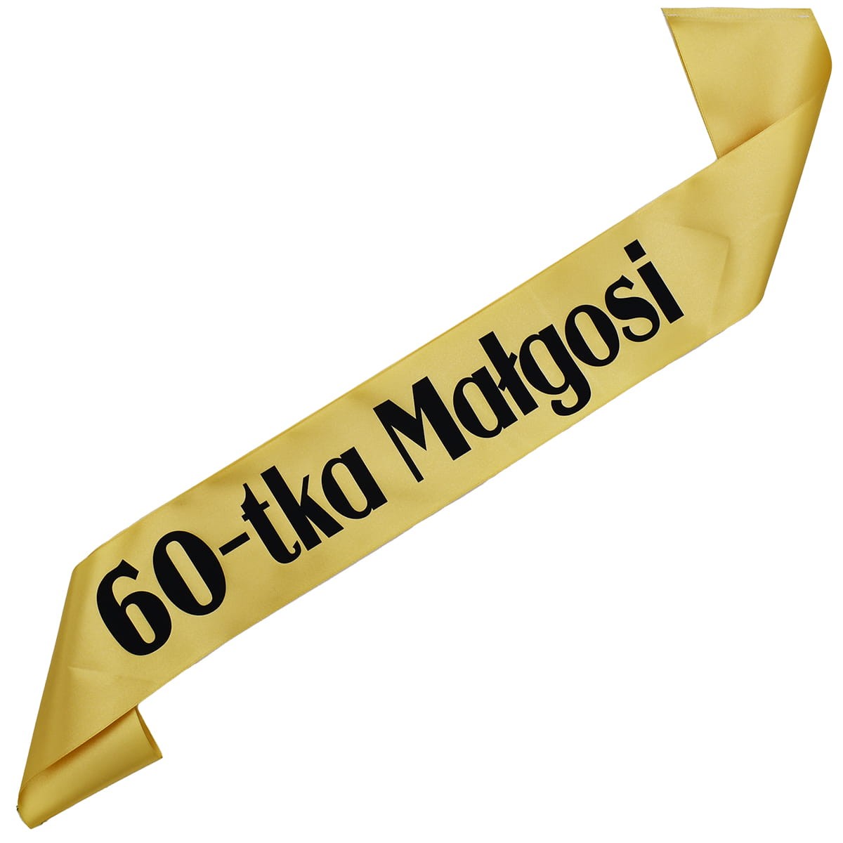 60-tka + imię - złota szarfa z czarnym nadrukiem