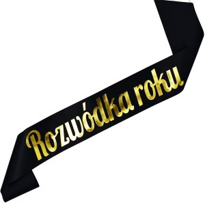 Rozwódka roku - czarna szarfa ze złotym nadrukiem