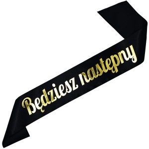 Będziesz następny - czarna szarfa ze złotym napisem