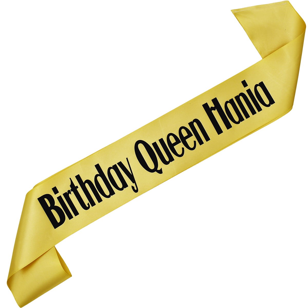 Birthday Queen + imię - złota szarfa z czarnym nadrukiem