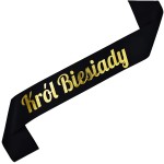 Król Biesiady - czarna szarfa ze złotym nadrukiem