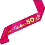 Szalona 80tka + imię - złota fuksjowa ze złotym nadrukiem