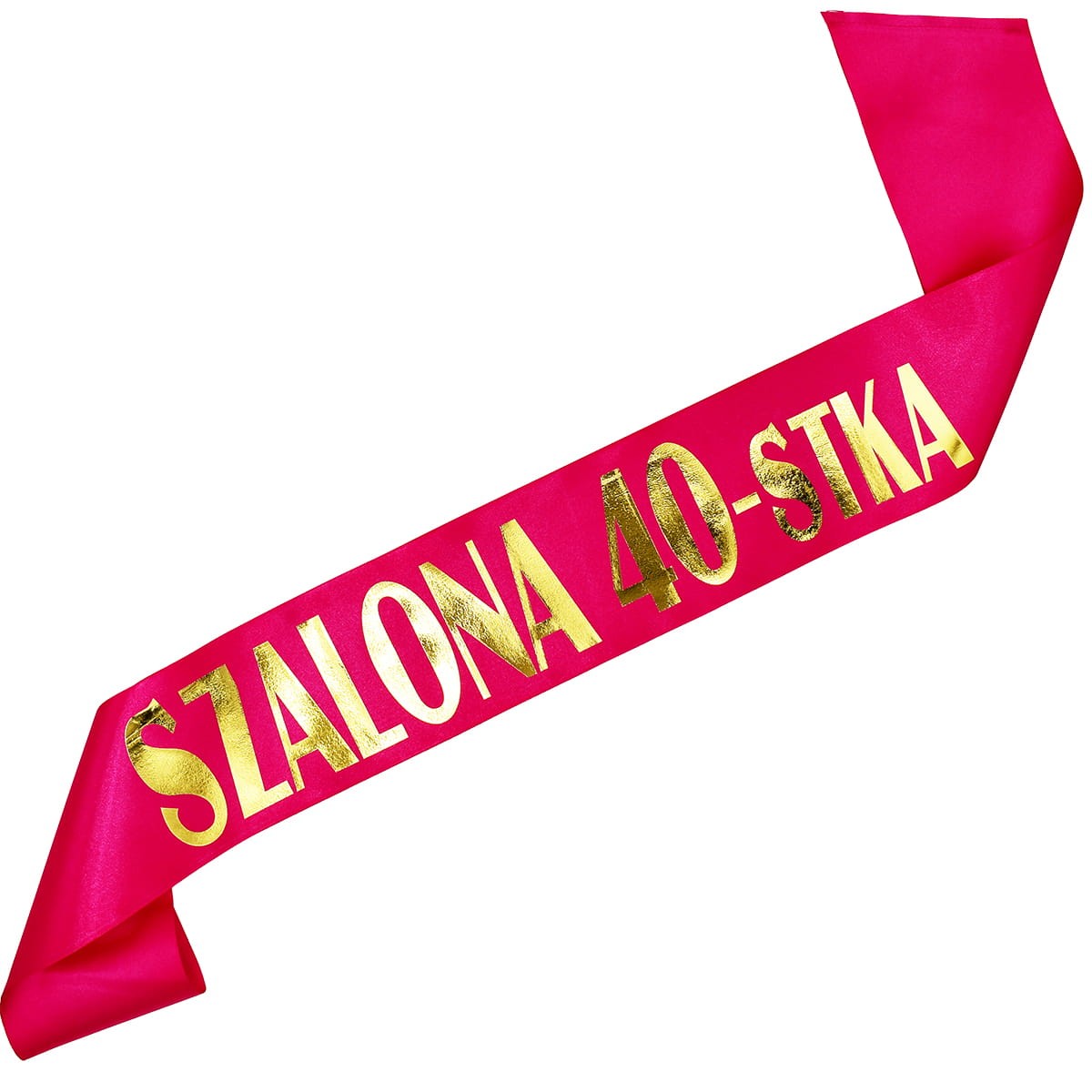Fuksjowa szarfa ze złotym nadrukiem Szalona 40-stka