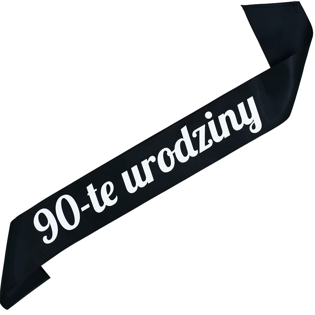 90-te urodziny - czarna szarfa z białym nadrukiem