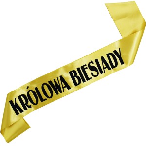 Królowa Biesiady - złota szarfa z czarnym nadrukiem