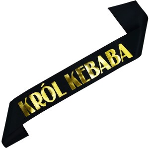 Król Kebaba - złota szarfa z czarnym nadrukiem