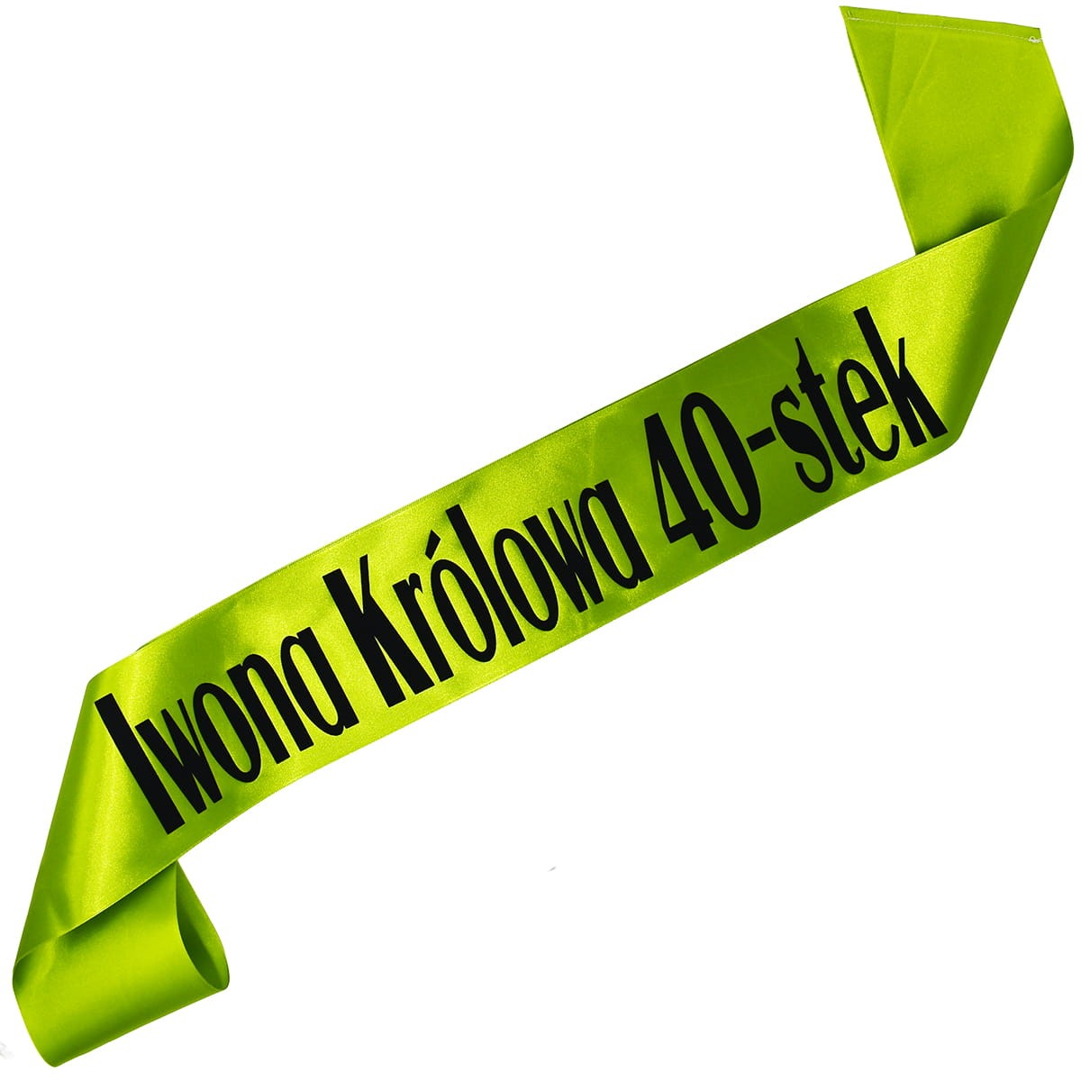 Królowa 40-stek + imię - zielona szarfa z czarnym nadrukiem