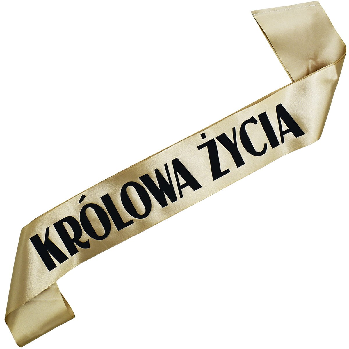 Królowa życia - starozłota szarfa z czarnym nadrukiem