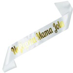 Najlepsza Mama + imię - biała szarfa ze złotym nadrukiem