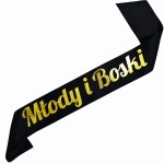 Młody i Boski - czarna szarfa ze złotym nadrukiem