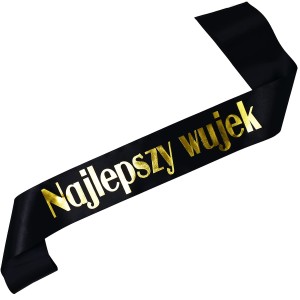 Najlepszy wujek - czarna szarfa ze złotym nadrukiem