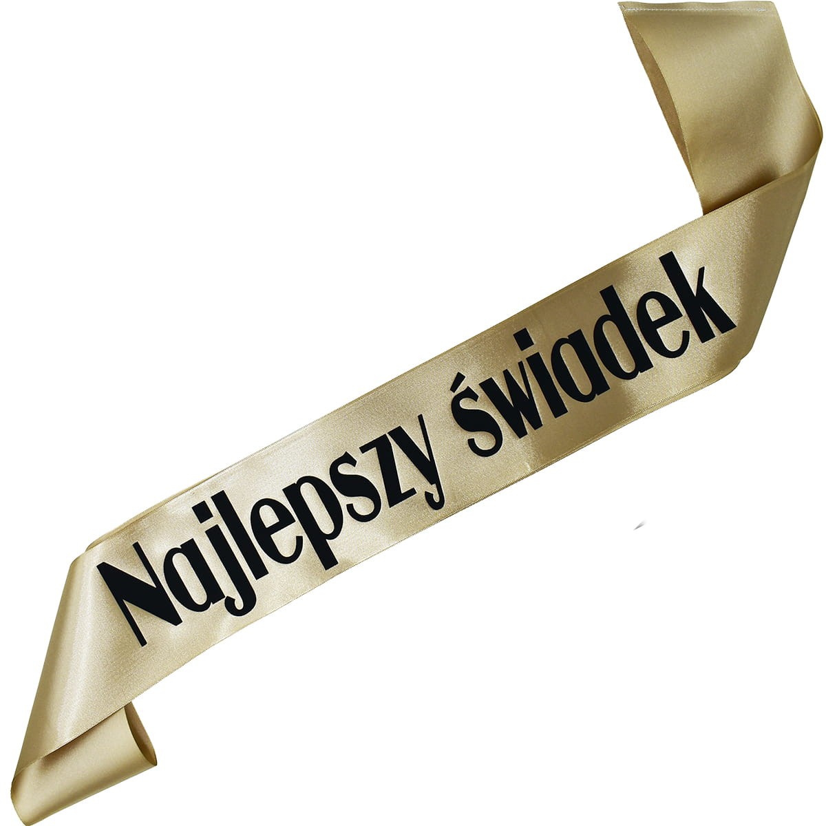 Najlepszy Świadek - starozłota szarfa z czarnym nadrukiem